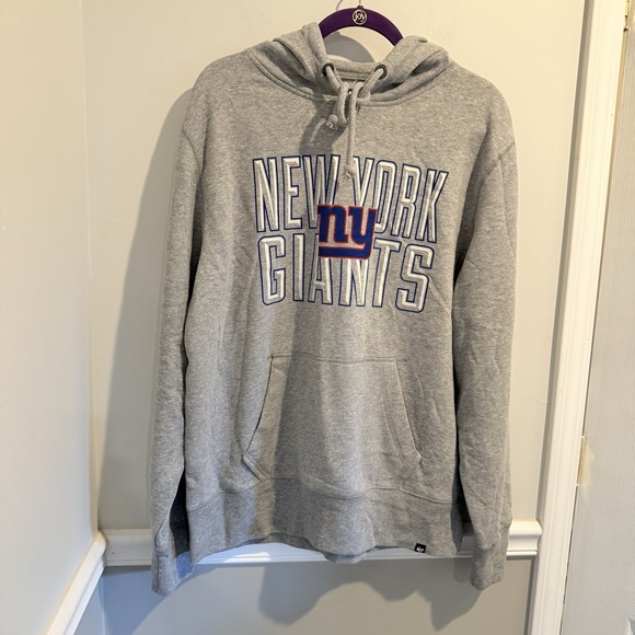 47 New York Giants Men's Hoodie (Large) Kangaroo Pockets Gray Drawstring